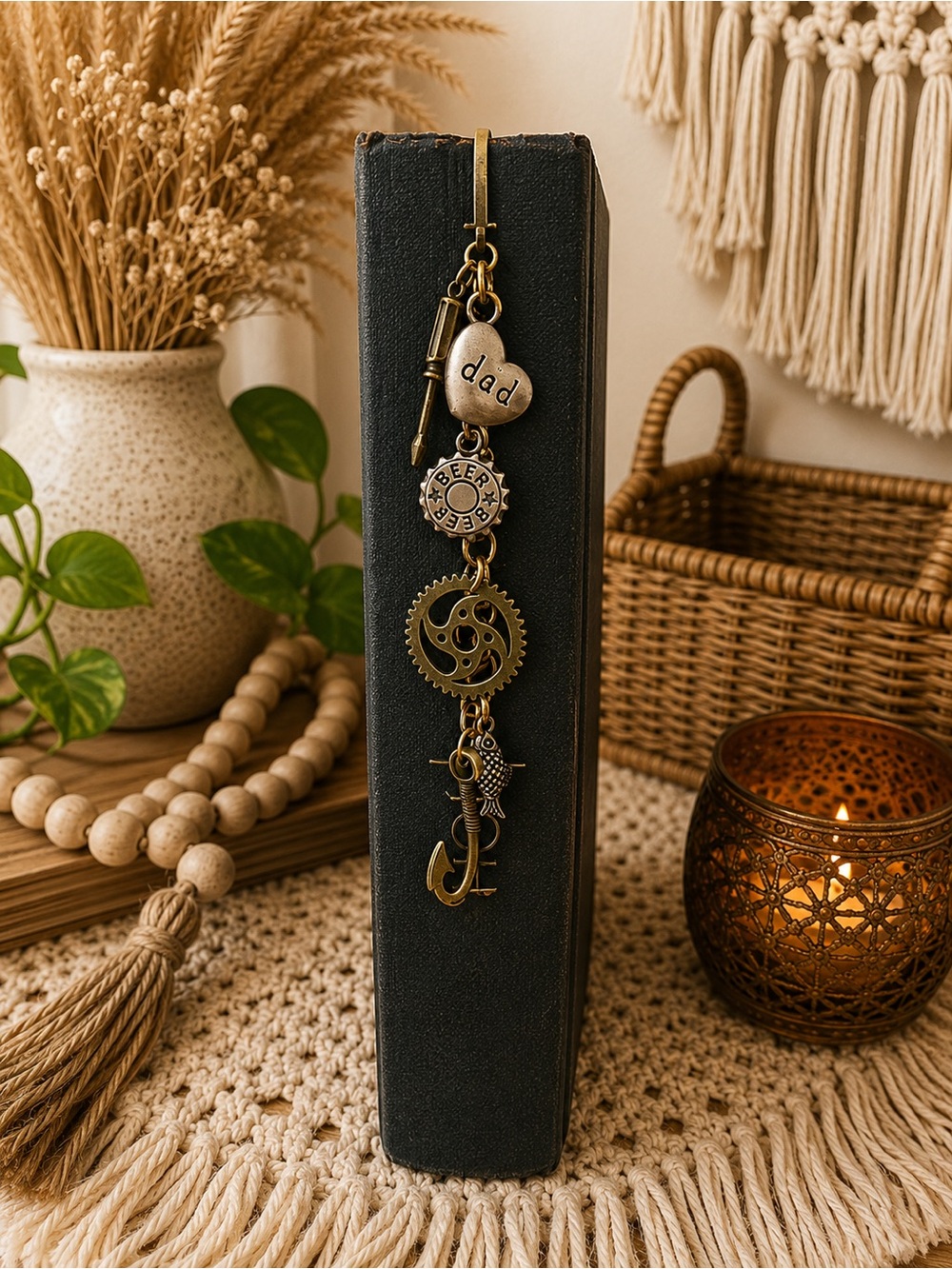 🎣 Hurricane Resale Handmade “Dad’s Adventure” Charm Bookmark 🛠️🍺